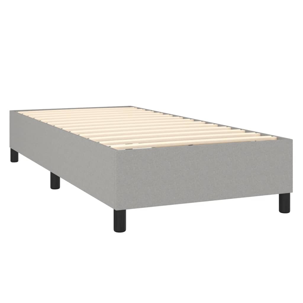 Box spring postel s matrací a LED světle šedá 90x200 cm textil