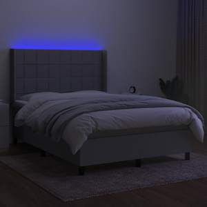 Box spring postelja z vzmetnico LED svetlo siva 140x190cm blago - slika 3