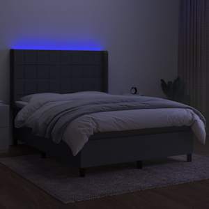 Box spring postelja z vzmetnico LED temno siva 140x190 cm blago - slika 3