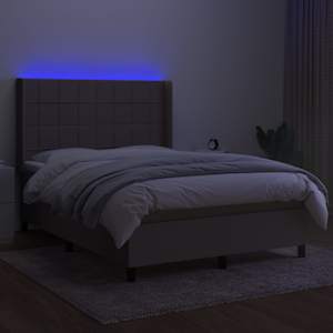 Box spring postelja z vzmetnico LED taupe 140x190 cm blago - slika 3