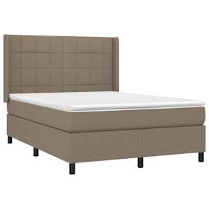 Box spring postelja z vzmetnico LED taupe 140x200 cm blago - slika 4