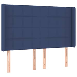 Box spring postelja z vzmetnico LED modra 140x200 cm blago - slika 7