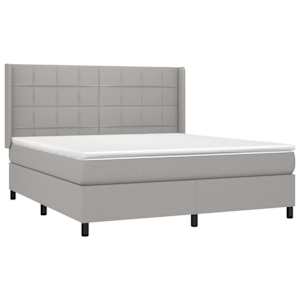 Box spring postelja z vzmetnico LED sv. siva 160x200 cm blago - slika 4
