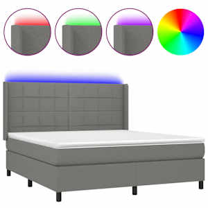 Box spring postelja z vzmetnico LED temno siva 160x200 cm blago - slika 2