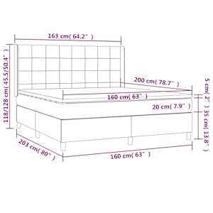 Box spring postel s matrací a LED tmavě hnědá 160x200 cm textil - obrázek 8