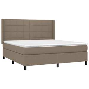 Box spring postelja z vzmetnico LED taupe 160x200 cm blago - slika 4