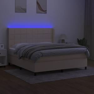 vidaXL Krevet box spring s madracem LED krem 160x200 cm od tkanine