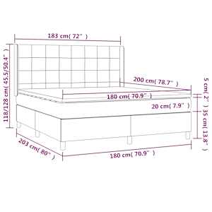 Box spring postel s matrací a LED tmavě hnědá 180x200 cm textil - obrázek 8