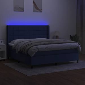 Box spring postel s matrací a LED modrá 180x200 cm textil - obrázek 3