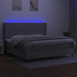 Box spring postel s matrací a LED světle šedá 200x200 cm textil - obrázek 3