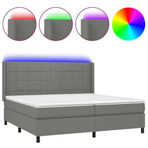 Box spring postel s matrací a LED tmavě šedá 200x200 cm textil - obrázek 2