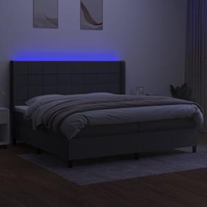 Box spring postel s matrací a LED tmavě šedá 200x200 cm textil - obrázek 3