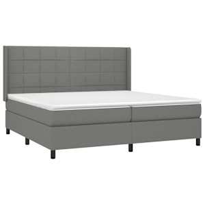 Box spring postel s matrací a LED tmavě šedá 200x200 cm textil - obrázek 4