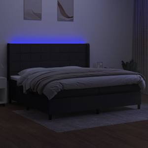 Box spring postel s matrací a LED černá 200x200 cm textil - obrázek 3