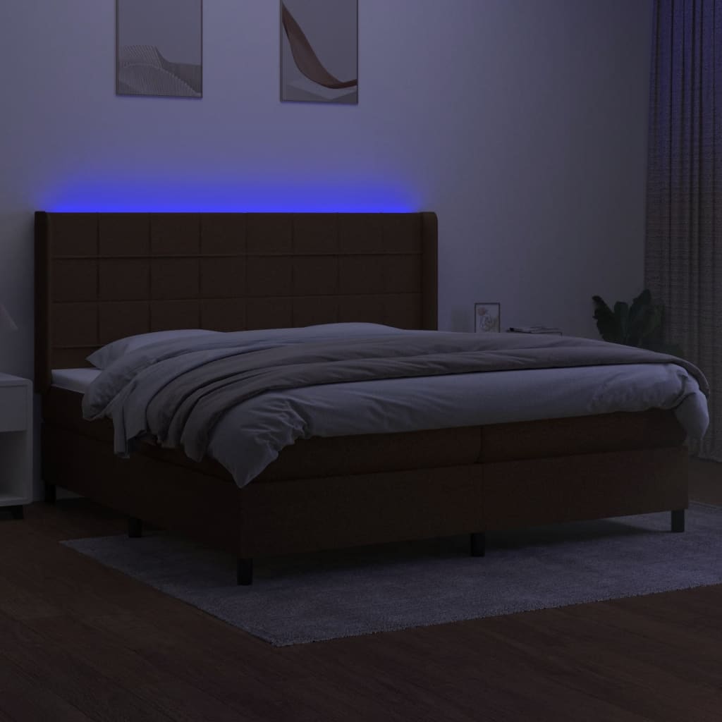 Thumbnail - vidaXL Boxspringbett mit Matratze & LED Dunkelbraun 200x200 cm Stoff
