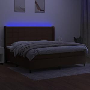 Box spring postel s matrací a LED tmavě hnědá 200x200 cm textil - obrázek 3