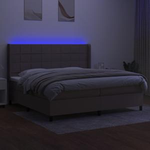 Box spring postel s matrací a LED taupe 200x200 cm textil - obrázek 3