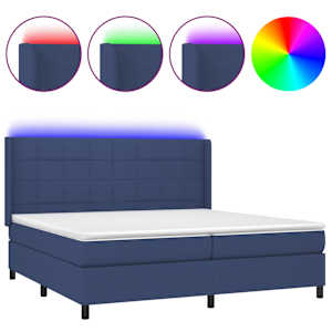 Box spring postel s matrací a LED modrá 200x200 cm textil - obrázek 2