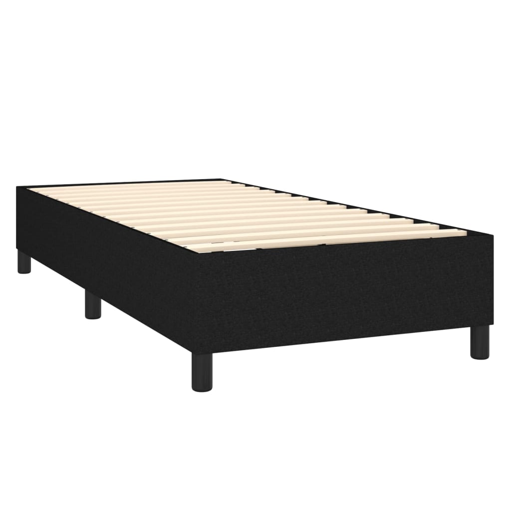 Fekete szövet rugós és LED-es ágy matraccal 80 x 200 cm 