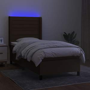 Box spring postel s matrací a LED tmavě hnědá 80x200 cm textil - obrázek 3