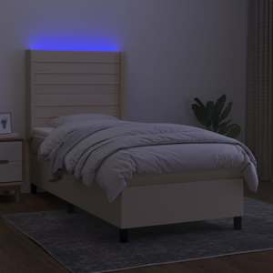 Box spring postel s matrací a LED krémová 80 x 200 cm textil - obrázek 3