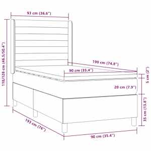 Box spring postel s matrací a LED taupe 90x190 cm textil - obrázek 8