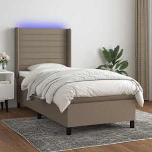 Box spring postelja z vzmetnico LED taupe 90x190 cm blago