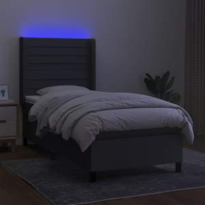 Box spring postelja z vzmetnico LED temno siva 100x200 cm blago - slika 3