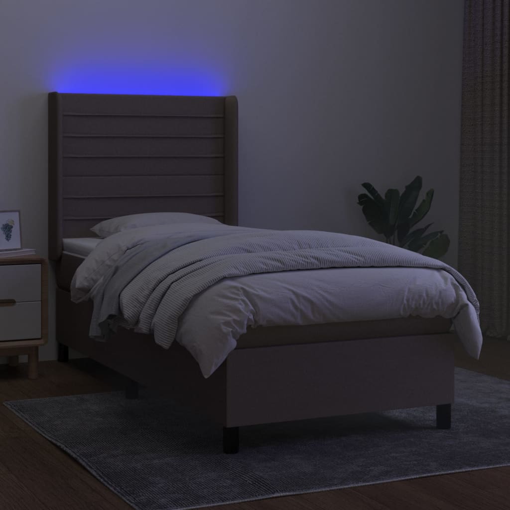 Thumbnail - vidaXL Boxspringbett mit Matratze & LED Taupe 100x200 cm Stoff