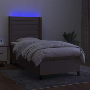 Box spring postelja z vzmetnico LED taupe 100x200 cm blago - slika 3