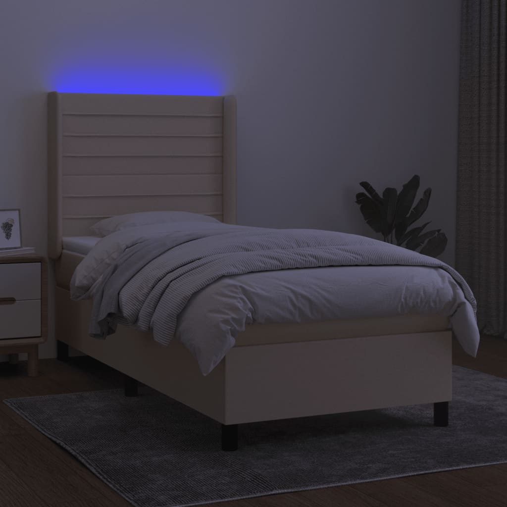 Thumbnail - vidaXL Boxspringbett mit Matratze & LED Creme 100x200 cm Stoff