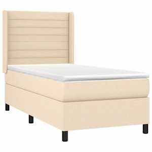 Box spring postel s matrací a LED krémová 100x200 cm textil - obrázek 4