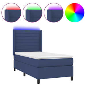 Box spring postel s matrací a LED modrá 100x200 cm textil - obrázek 2