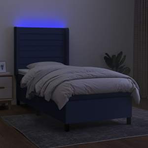 Box spring postel s matrací a LED modrá 100x200 cm textil - obrázek 3