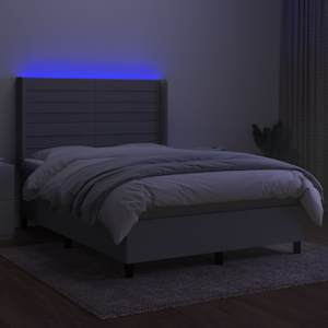 Box spring postelja z vzmetnico LED svetlo siva 140x190cm blago - slika 3