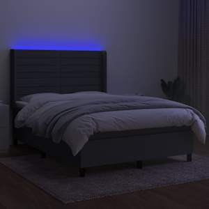 Box spring postelja z vzmetnico LED temno siva 140x190 cm blago - slika 3