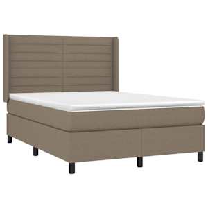 Box spring postelja z vzmetnico LED taupe 140x190 cm blago - slika 4