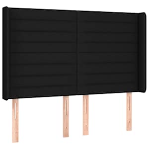 Box spring postelja z vzmetnico LED črna 140x200 cm blago - slika 7