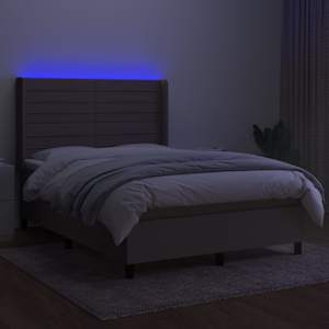 Box spring postelja z vzmetnico LED taupe 140x200 cm blago - slika 3