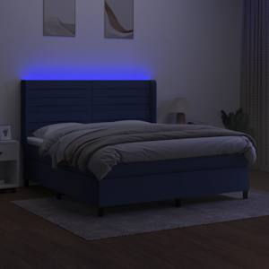 Box spring postel s matrací a LED modrá 160x200 cm textil - obrázek 3