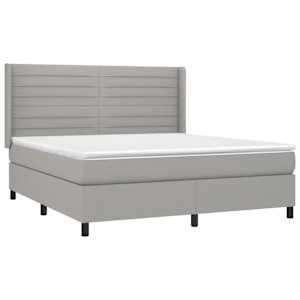 Box spring postel s matrací a LED světle šedá 180x200 cm textil - obrázek 4