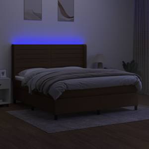 Box spring postel s matrací a LED tmavě hnědá 180x200 cm textil - obrázek 3