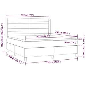 Box spring postel s matrací a LED tmavě hnědá 180x200 cm textil - obrázek 8