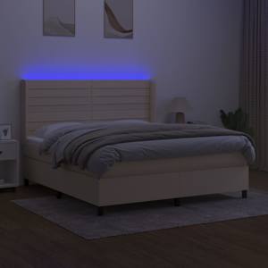 Box spring postel s matrací a LED krémová 180x200 cm textil - obrázek 3