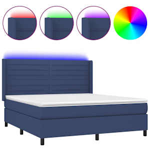 Box spring postel s matrací a LED modrá 180x200 cm textil - obrázek 2