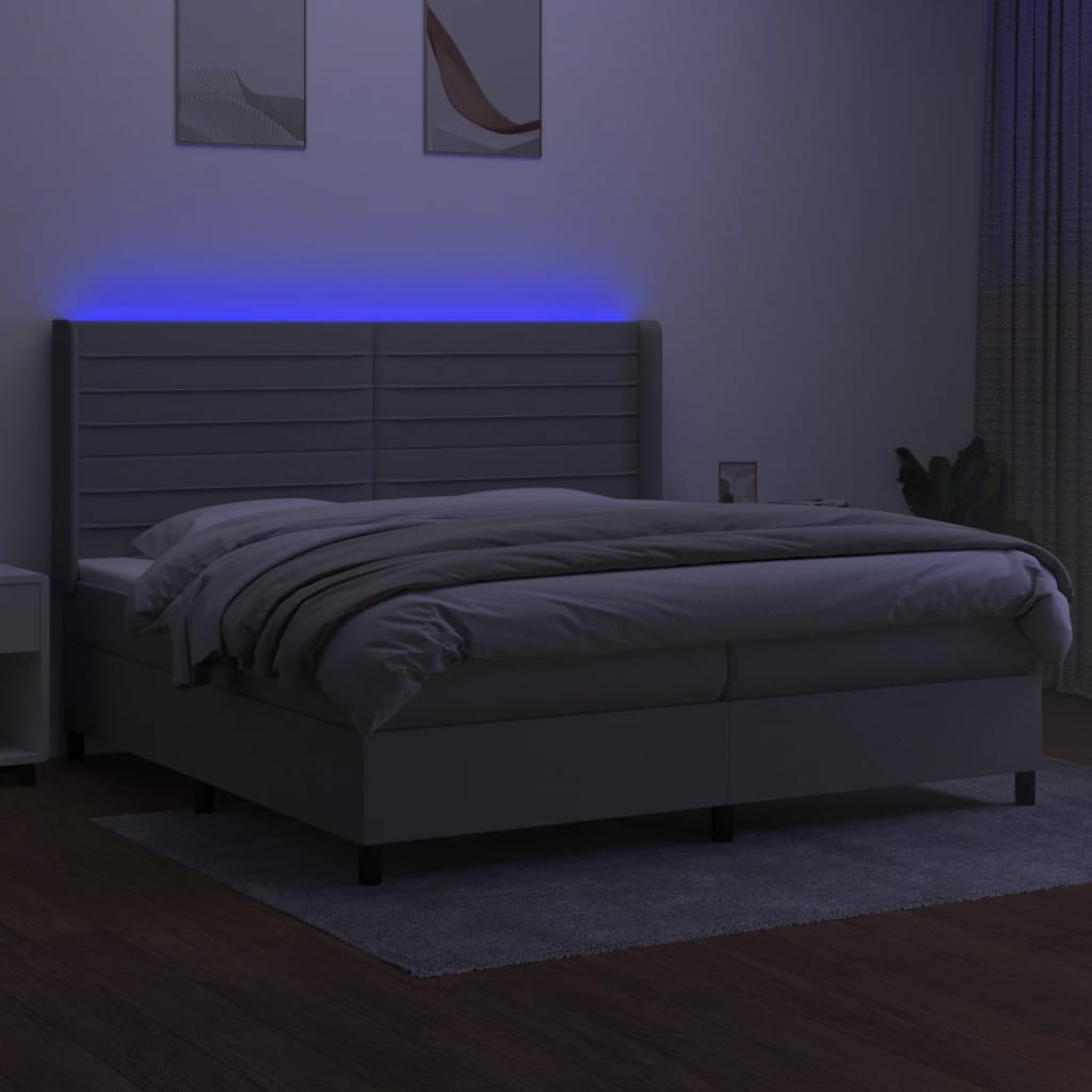 Thumbnail - vidaXL Boxspringbett mit Matratze & LED Hellgrau 200x200 cm Stoff
