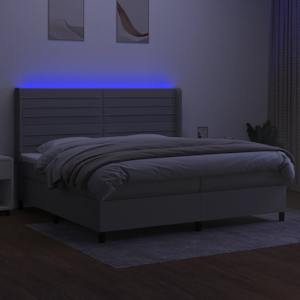 Box spring postel s matrací a LED světle šedá 200x200 cm textil - obrázek 3