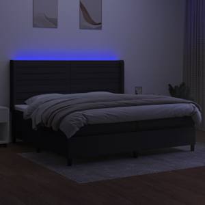 Box spring postel s matrací a LED černá 200x200 cm textil - obrázek 3