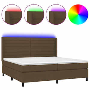 Box spring postel s matrací a LED tmavě hnědá 200x200 cm textil - obrázek 2