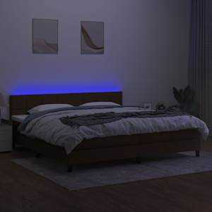 Box spring postel s matrací a LED tmavě hnědá 200x200 cm textil - obrázek 3